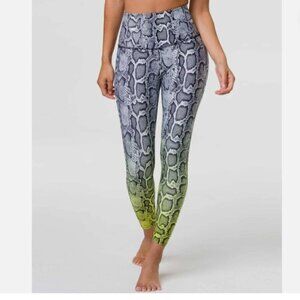 Onzie Vixen High Rise Leggings Snake Python Ombre Neon Size Small Medium Women's